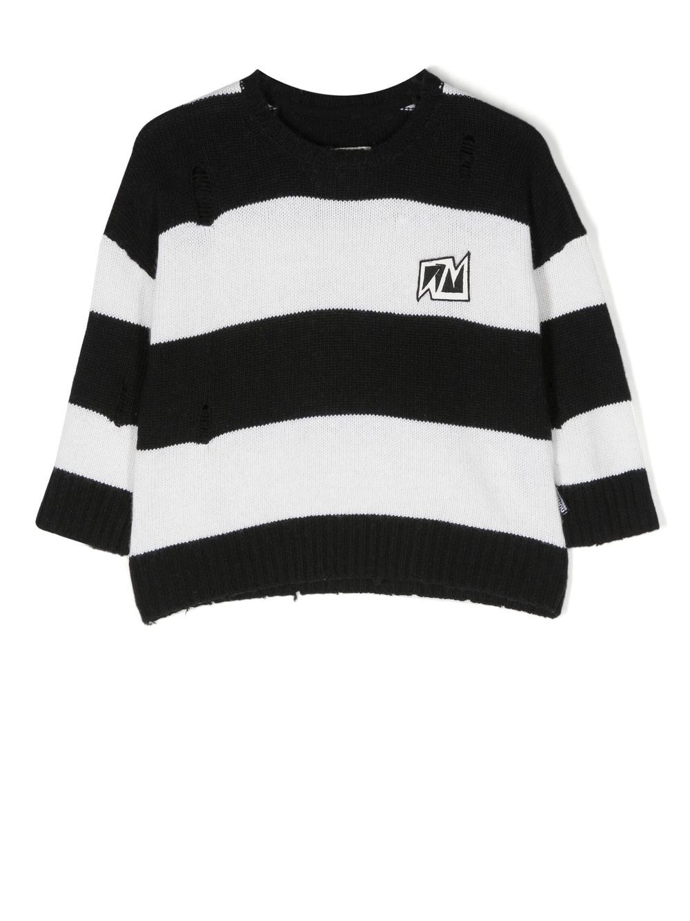 Nununu Kids' Logo-patch Long-sleeved Sweater In Black