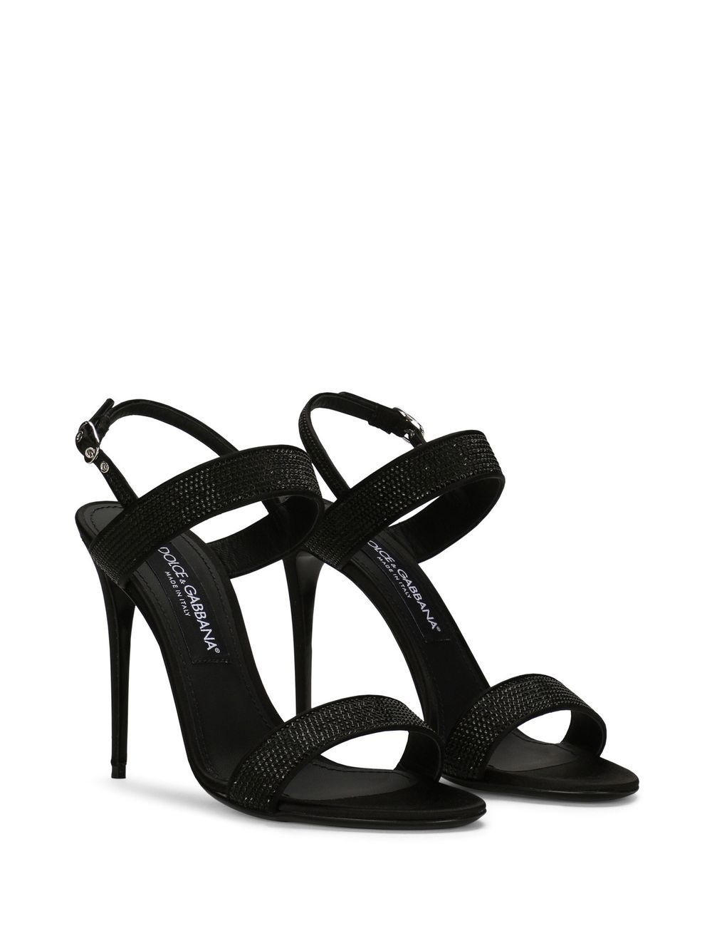 Shop Dolce & Gabbana Kim Dolce&gabbana Embellished Satin Sandals In Black