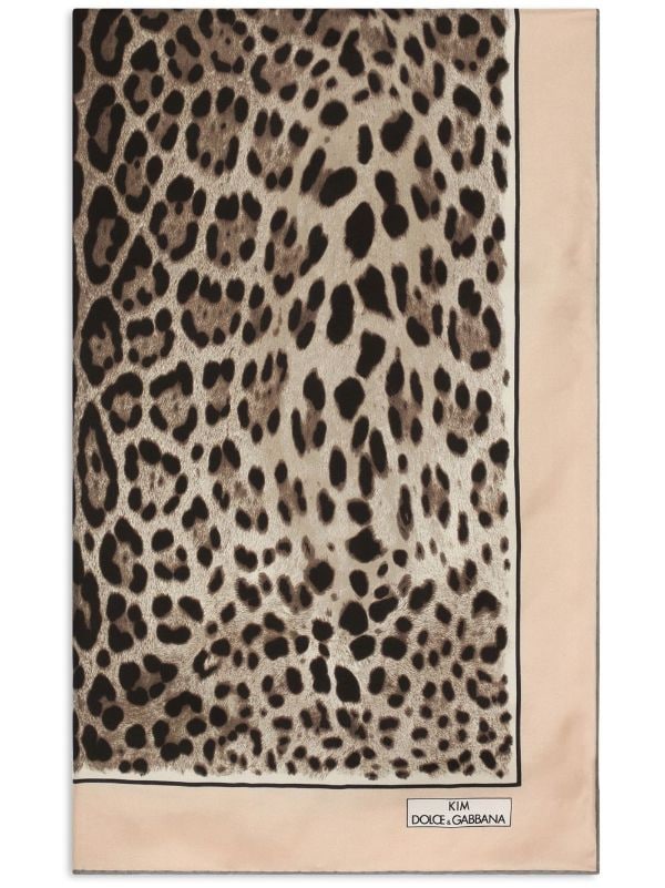 Leopard Print Silk Scarf in Brown - Dolce Gabbana