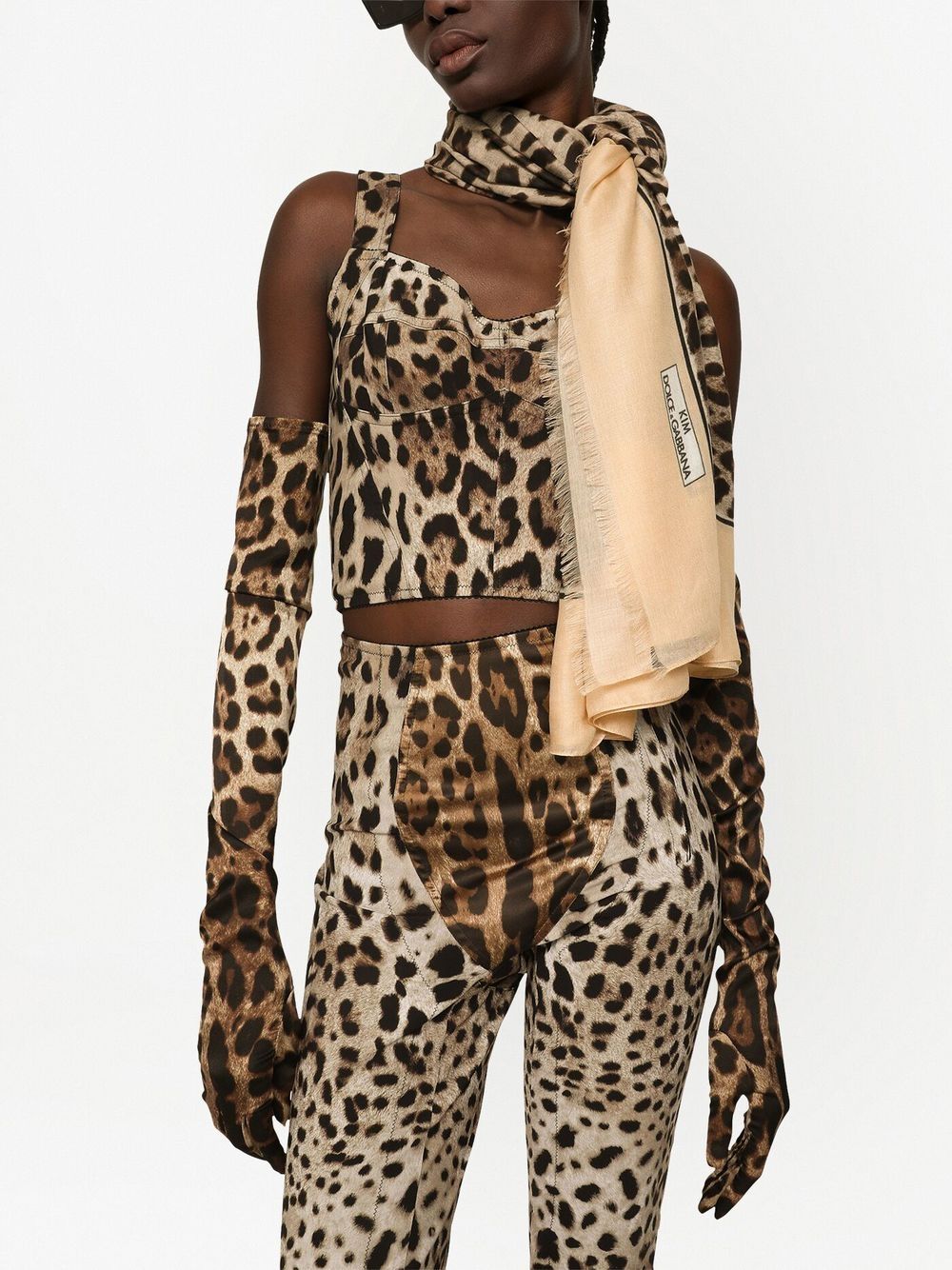 Shop Dolce & Gabbana Kim Dolce&gabbana Leopard-print Cashmere-blend Scarf In Neutrals