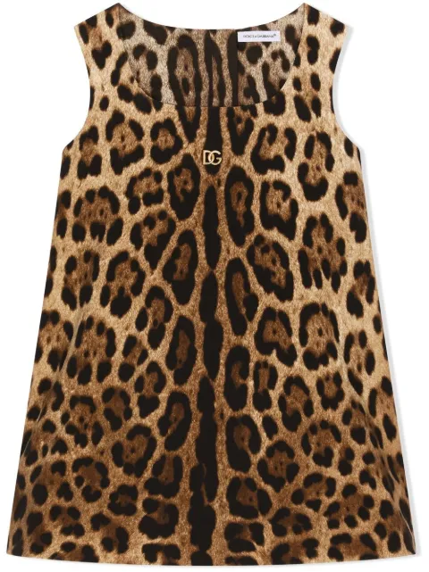 Dolce & Gabbana Kids Interlock leopard-print midi dress