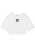 Dolce & Gabbana Kids logo-tag cropped T-shirt - White