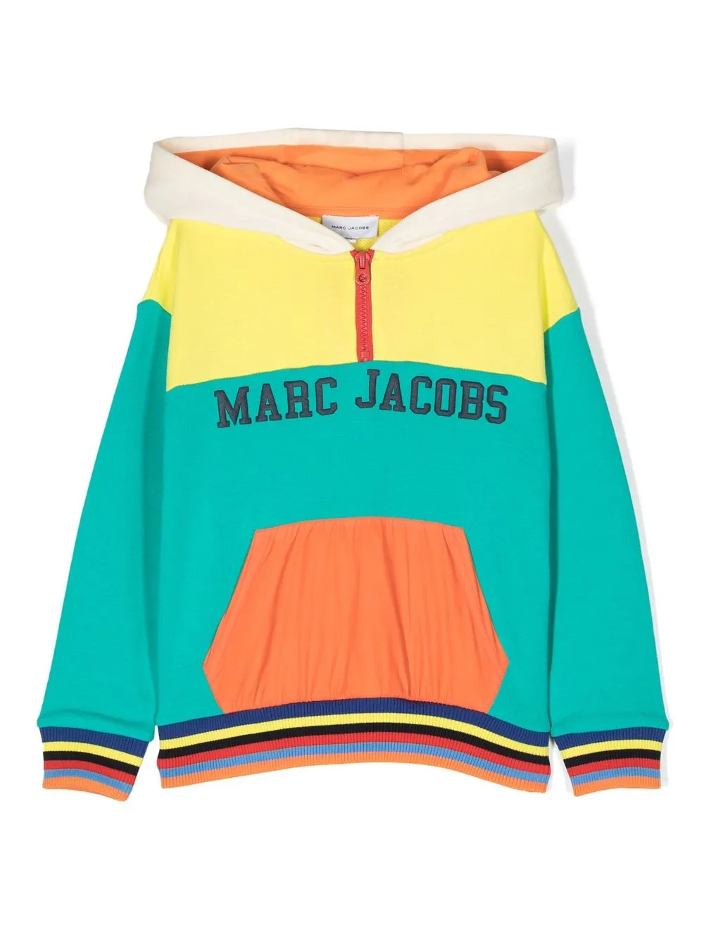 

Marc Jacobs Kids hoodie con diseño color block y logo estampado - Verde