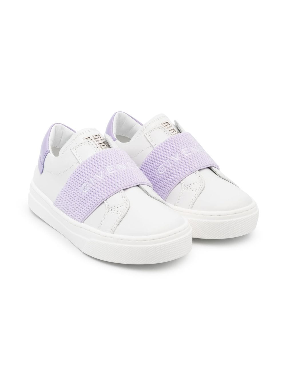 Givenchy Kids' Logo-embroidered Slip-on Sneakers In Bianco/lilla