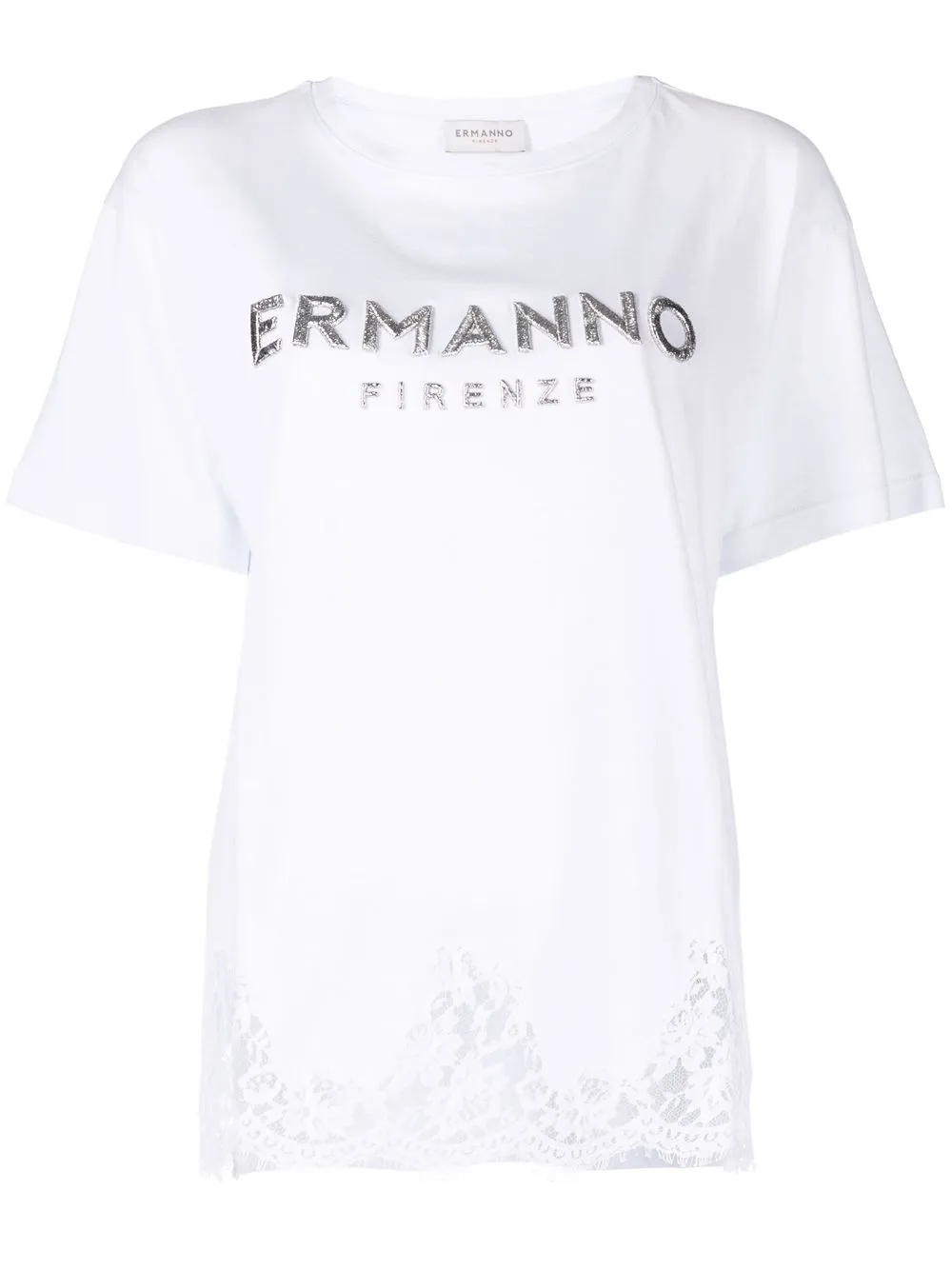 

Ermanno Scervino playera con ribete de encaje - Blanco