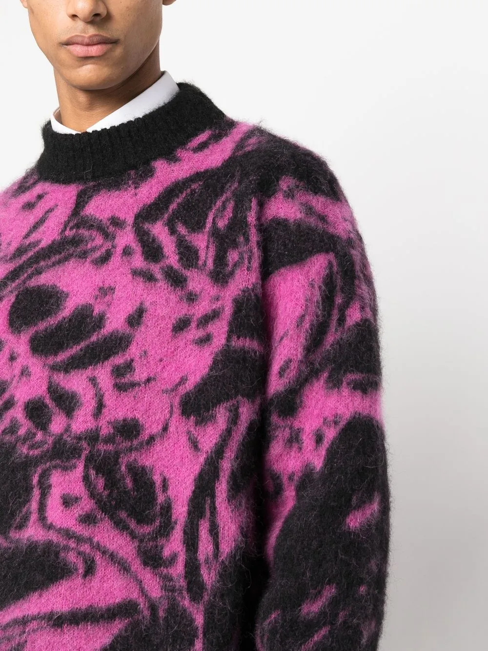 HAN KJOBENHAVN ABSTRACT-PRINT RIBBED-TRIM JUMPER