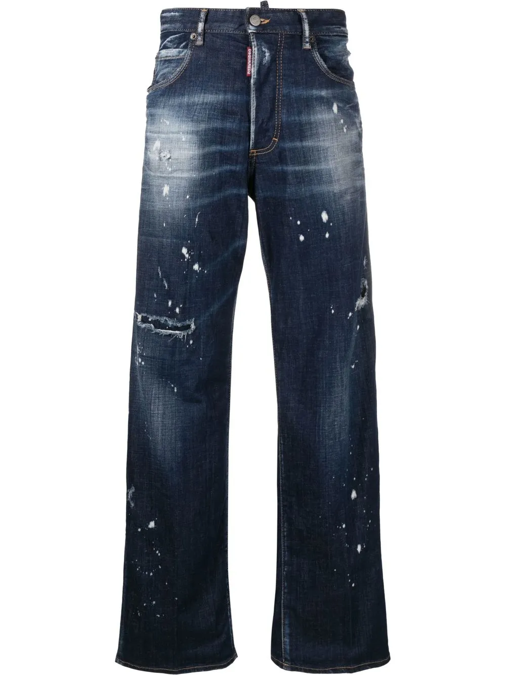 Dsquared2 Distressed-effect Straight-leg Jeans In Blue