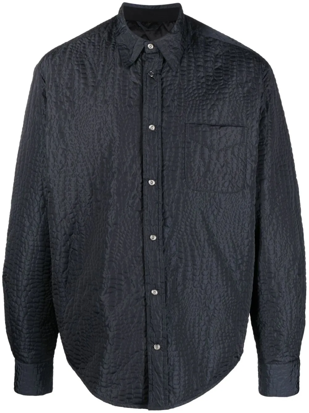 

4SDESIGNS croco-embossed button-down shirt jacket - Blue