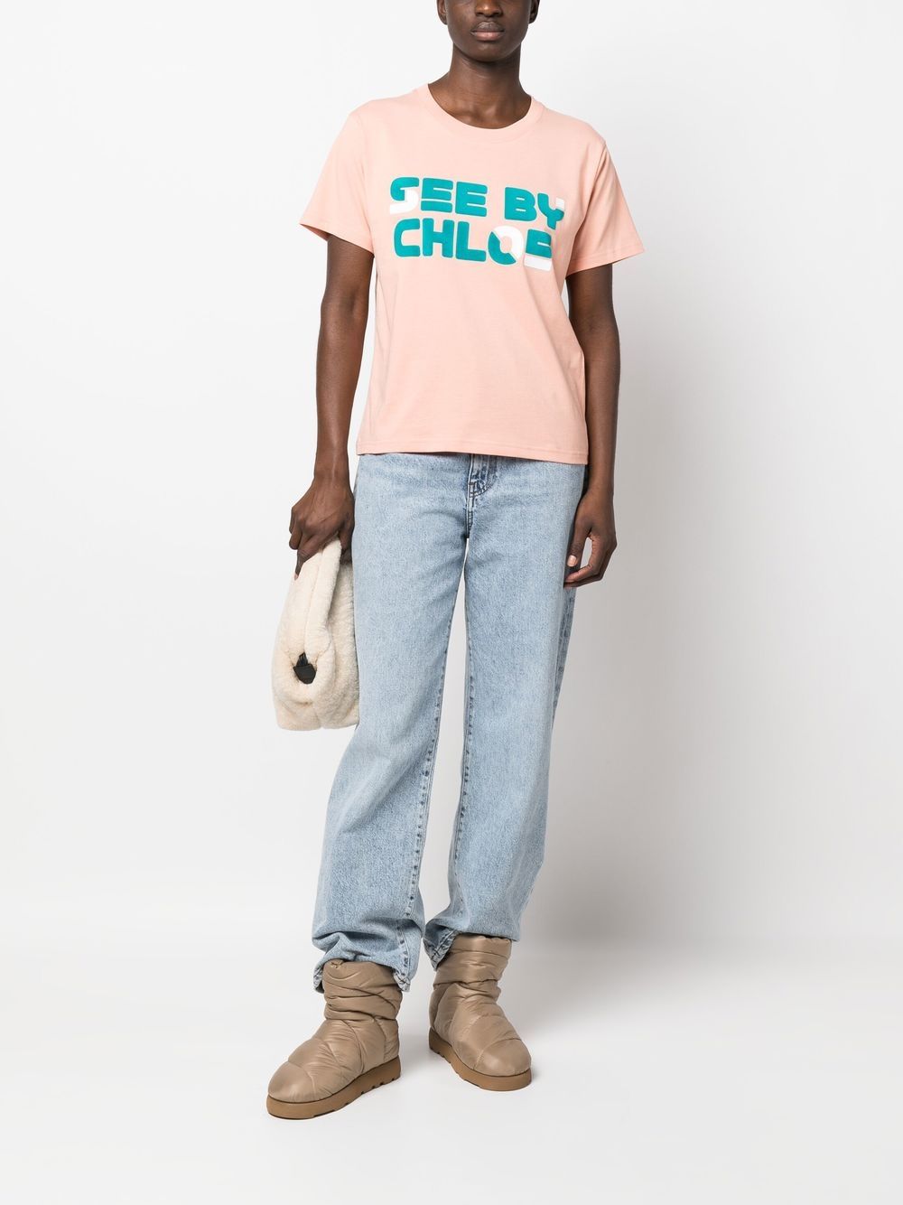 See by Chloé T-shirt met logoprint - Roze