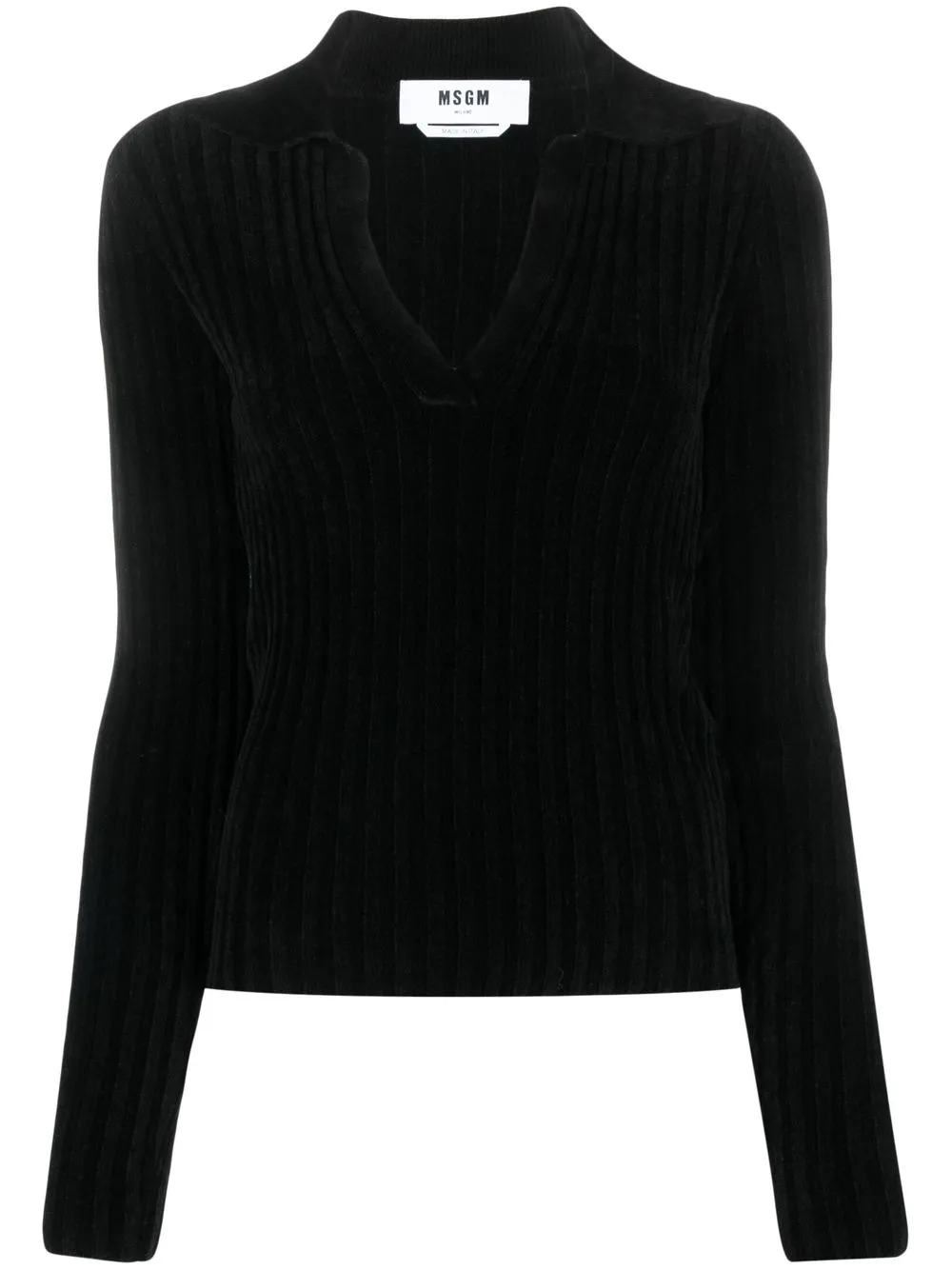 

MSGM ribbed-knit V-neck top - Black