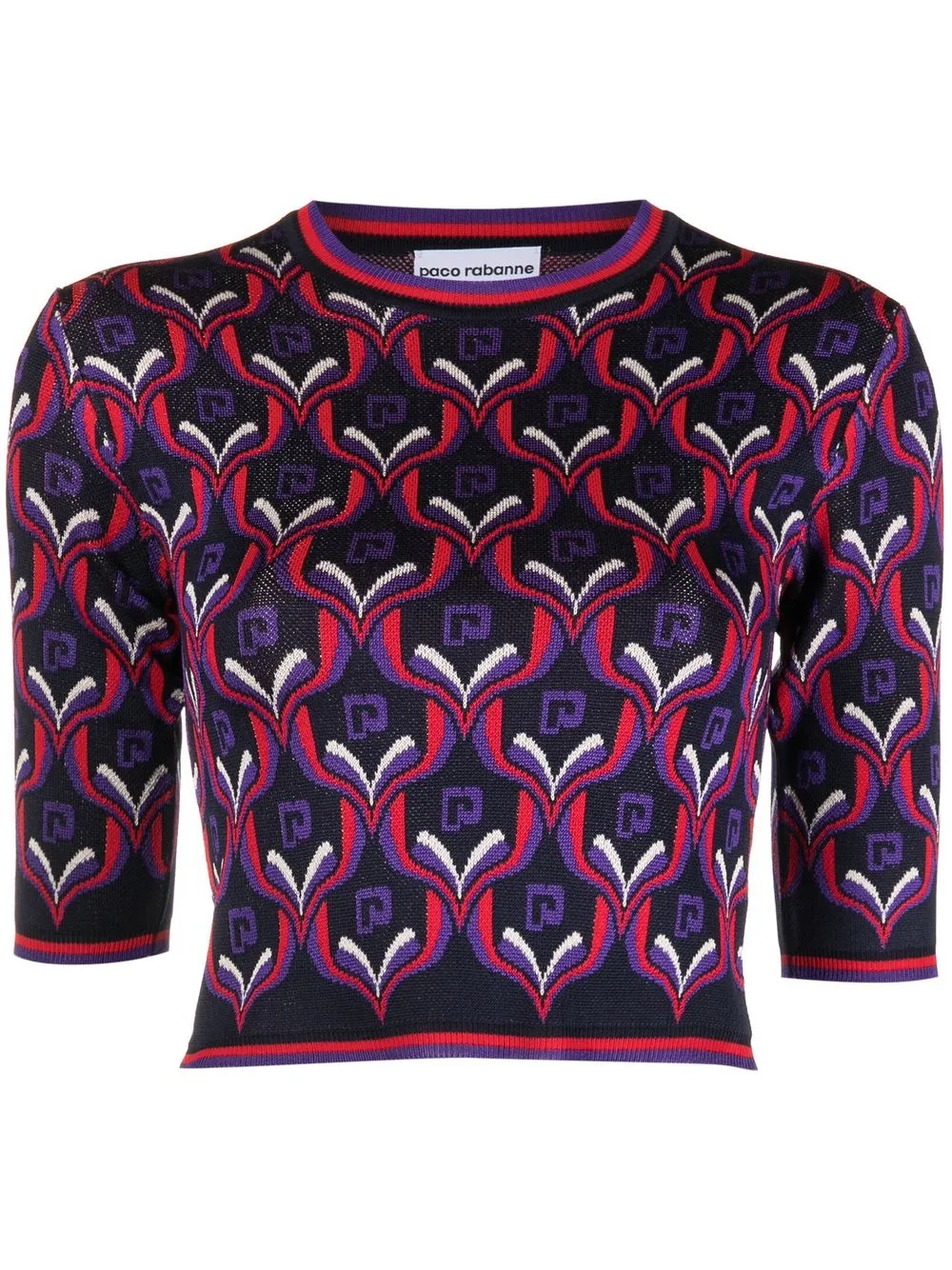 

Paco Rabanne monogram jacquard knitted top - Purple
