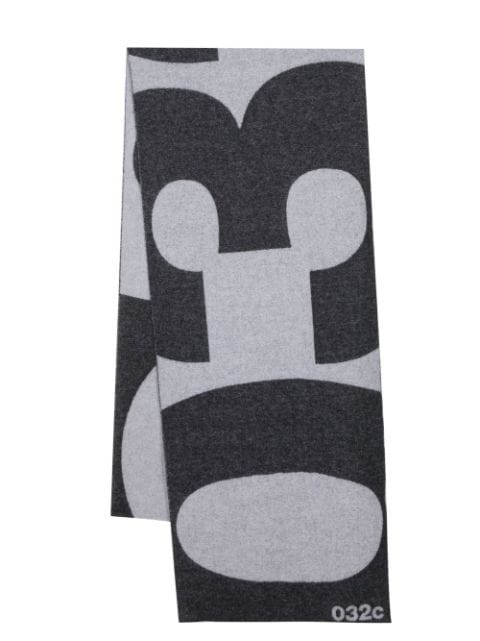 032c logo-knit wool-blend scarf