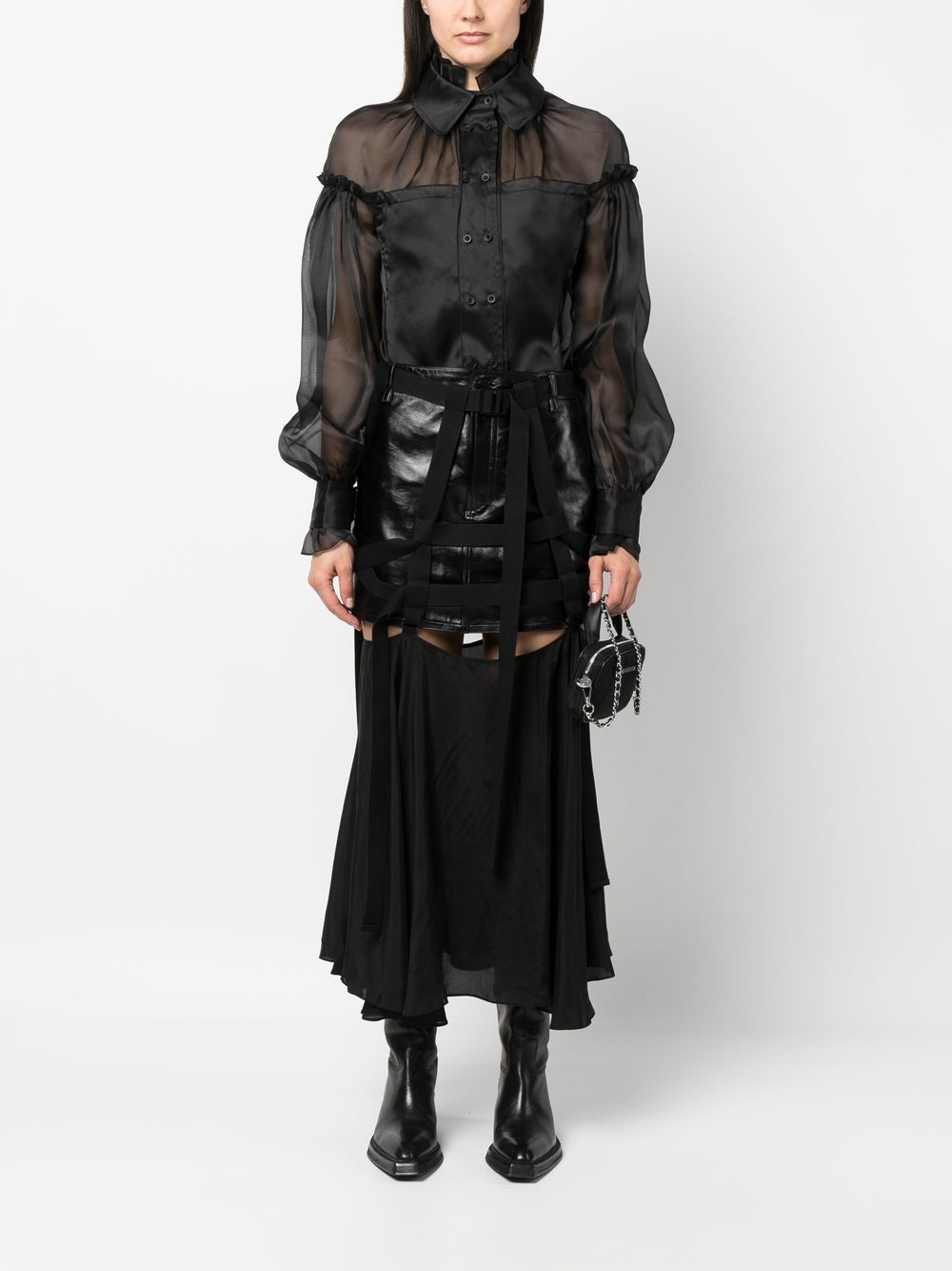 Image 2 of 032c leather harness midi skirt