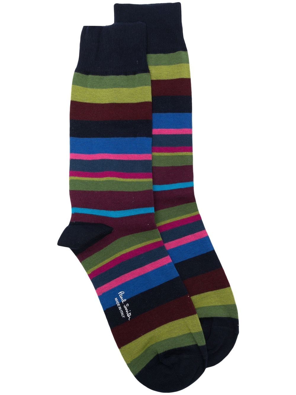 Paul Smith Yakov Striped Colour-block Socks In Blue