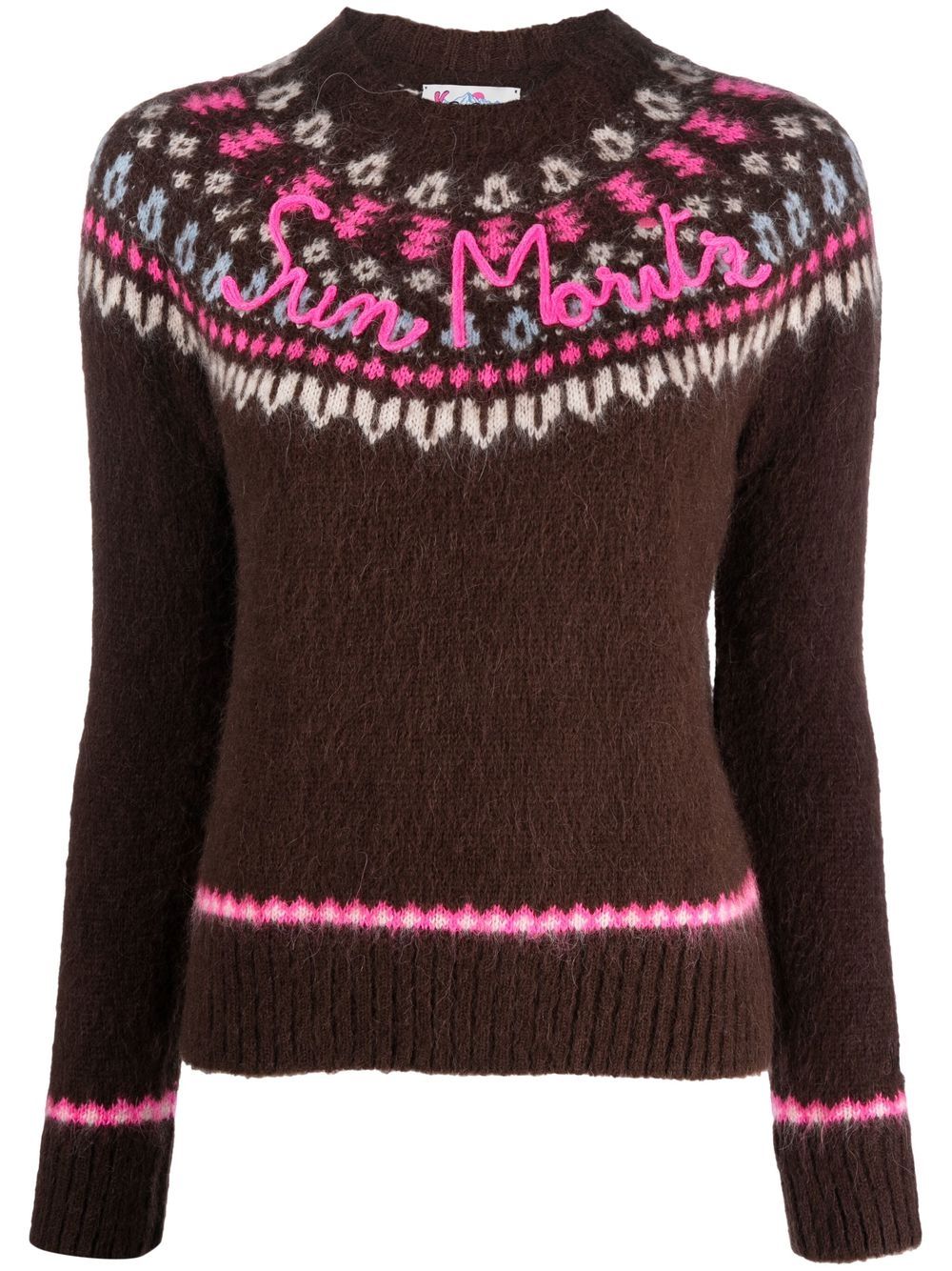 

MC2 Saint Barth intarsia-knit detail jumper - Brown