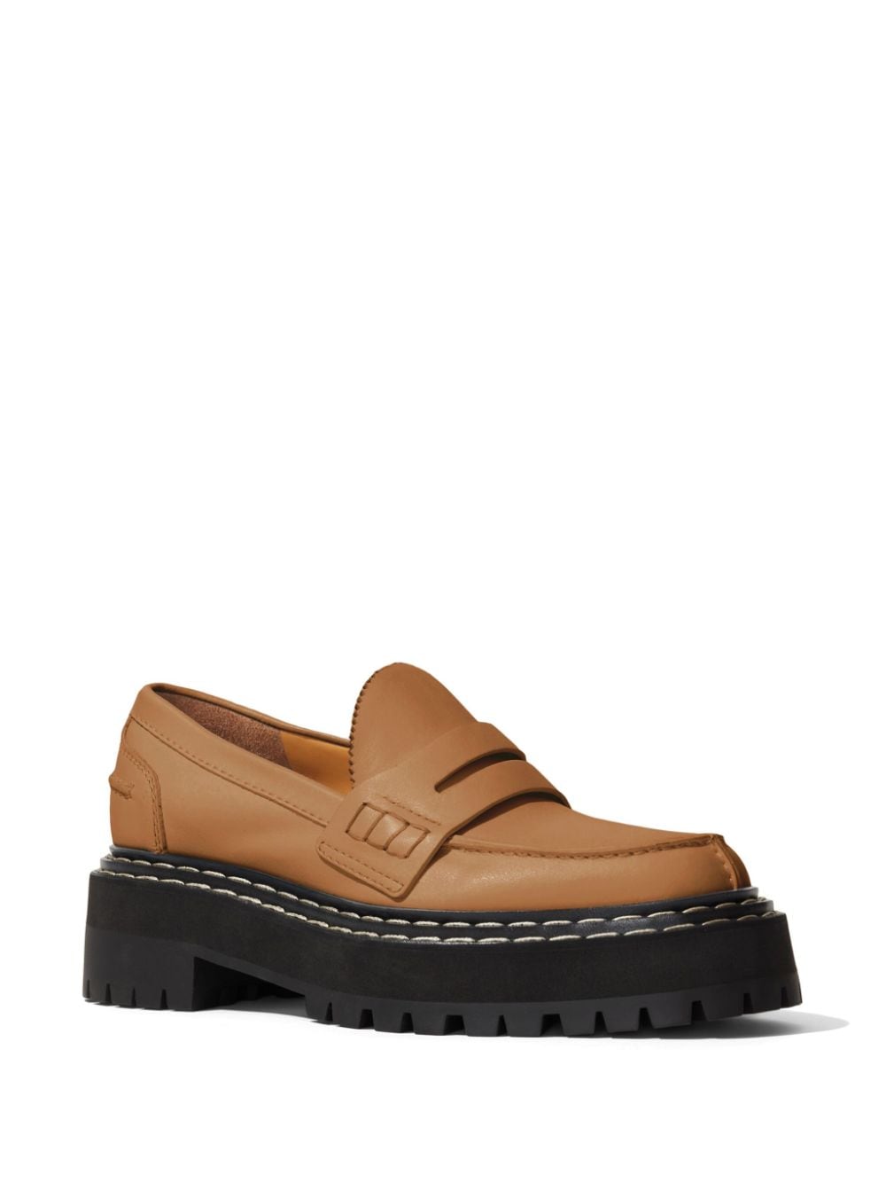 Shop Proenza Schouler Penny-slot Leather Platform Loafers In Brown