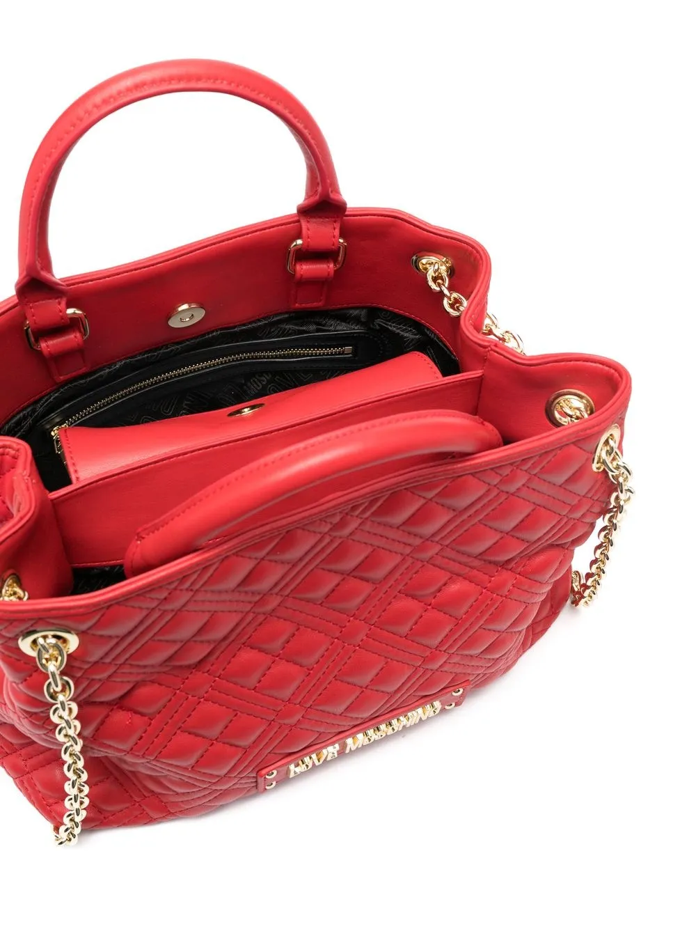 LOVE MOSCHINO LOGO细节绗缝手提包