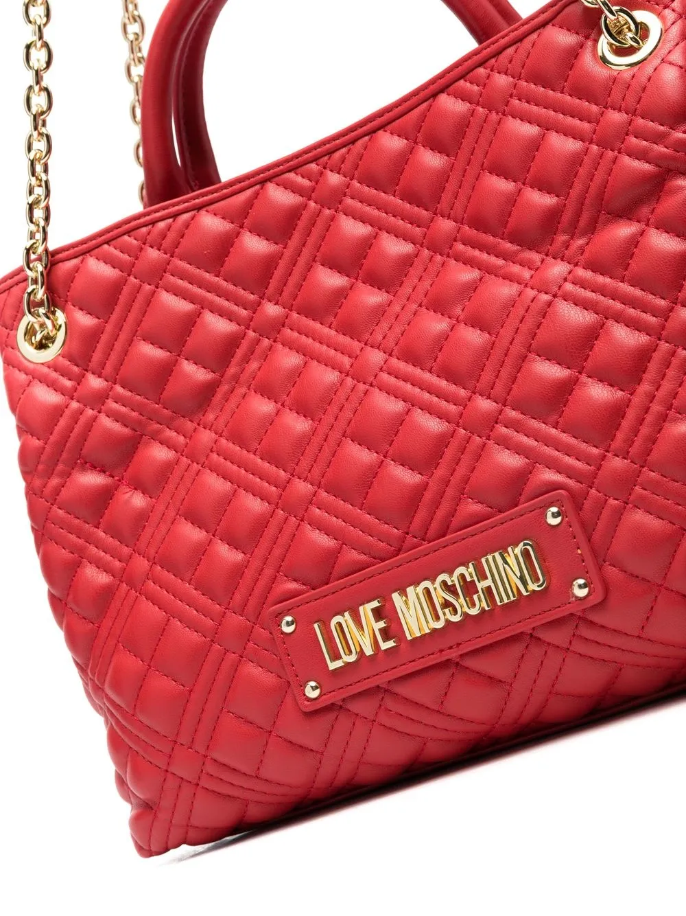 LOVE MOSCHINO LOGO细节绗缝手提包