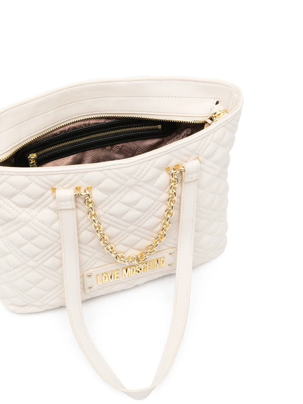 LOVE MOSCHINO LOGO细节绗缝皮质手提包