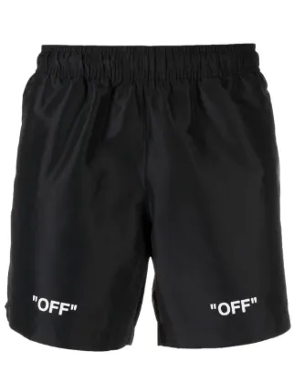 Off White Logo Print Swim Shorts Farfetch