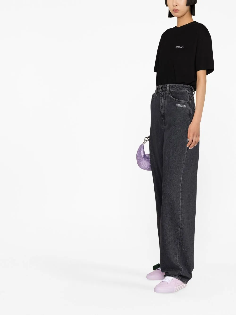 OFF-WHITE LOGO-PRINT WIDE LEG JEANS