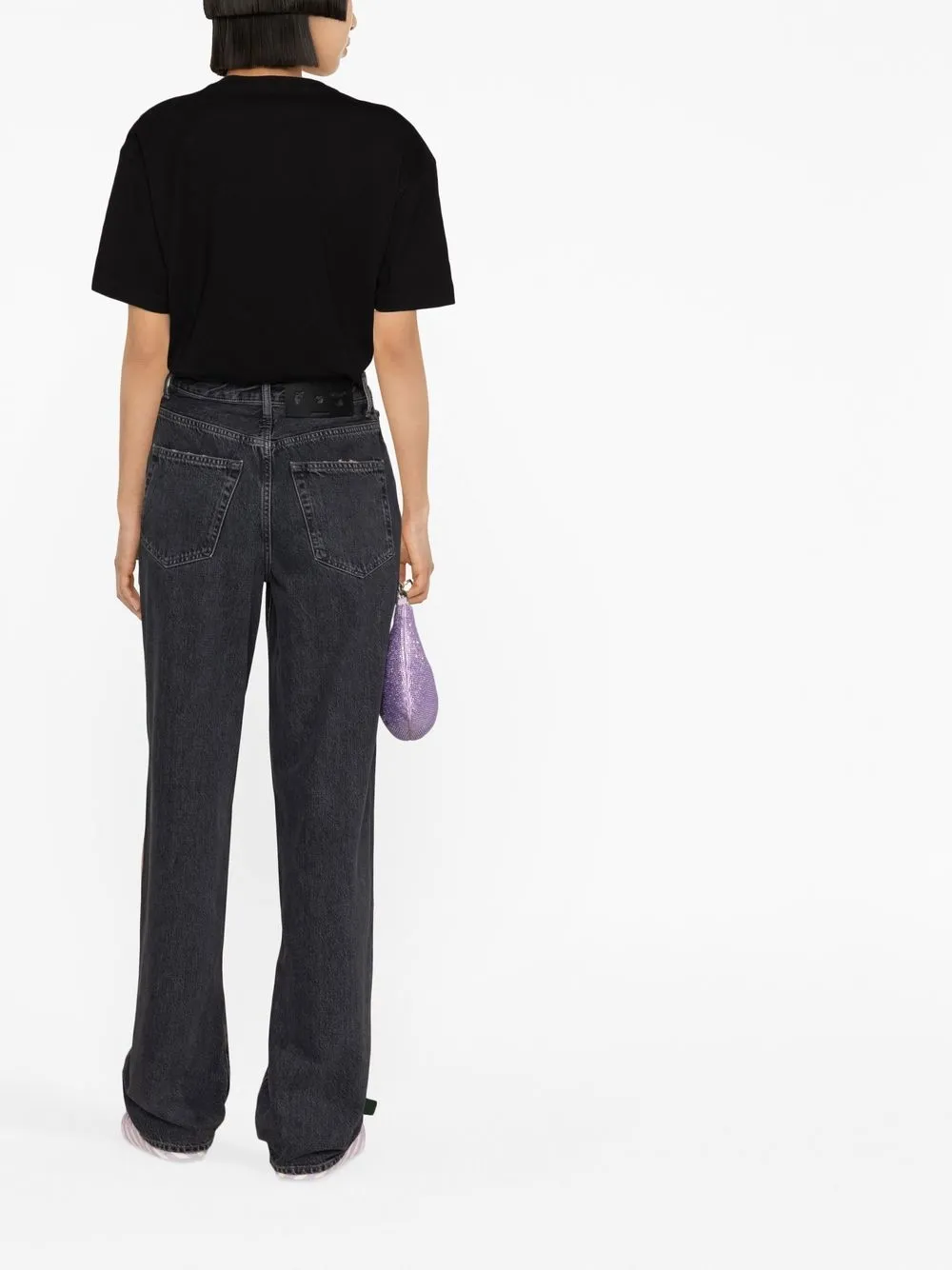 OFF-WHITE LOGO-PRINT WIDE LEG JEANS