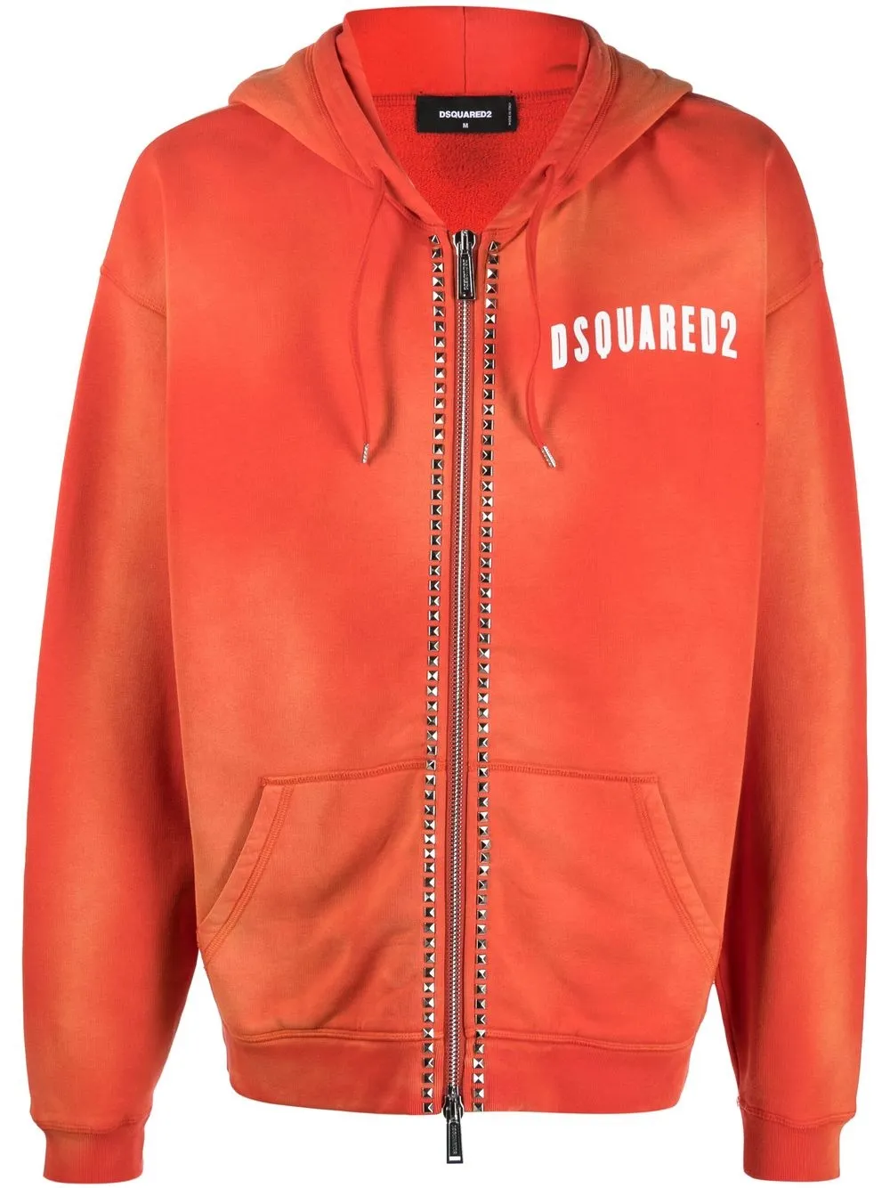 

Dsquared2 logo-print studded drawstring hoodie - Orange