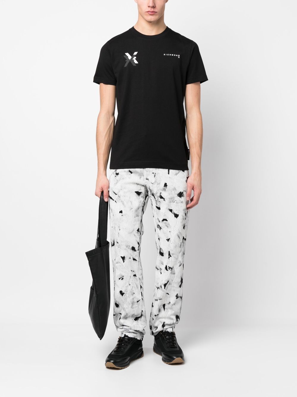 John Richmond T-shirt met logoprint - Zwart