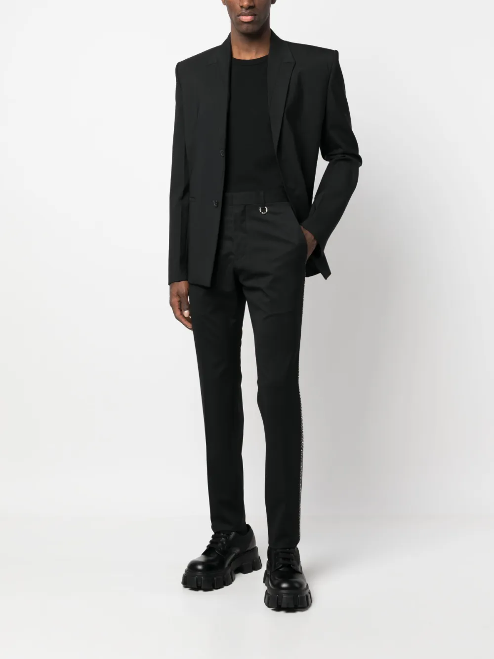 John Richmond Pantalon met zijstreep - Zwart