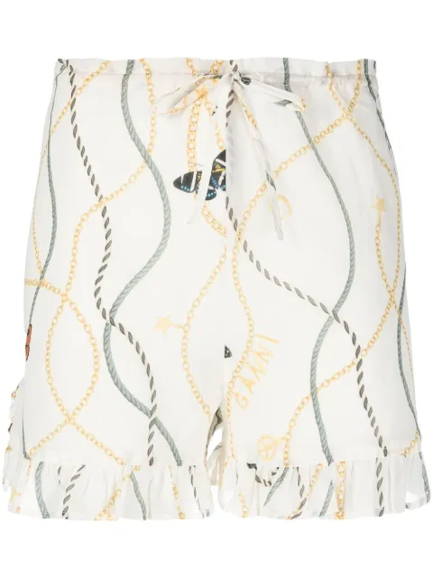 GANNI printed high-waist shorts