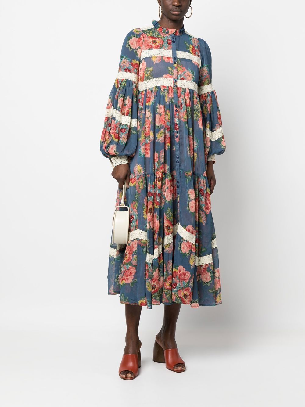 byTiMo Midi-jurk met bloemenprint - Blauw