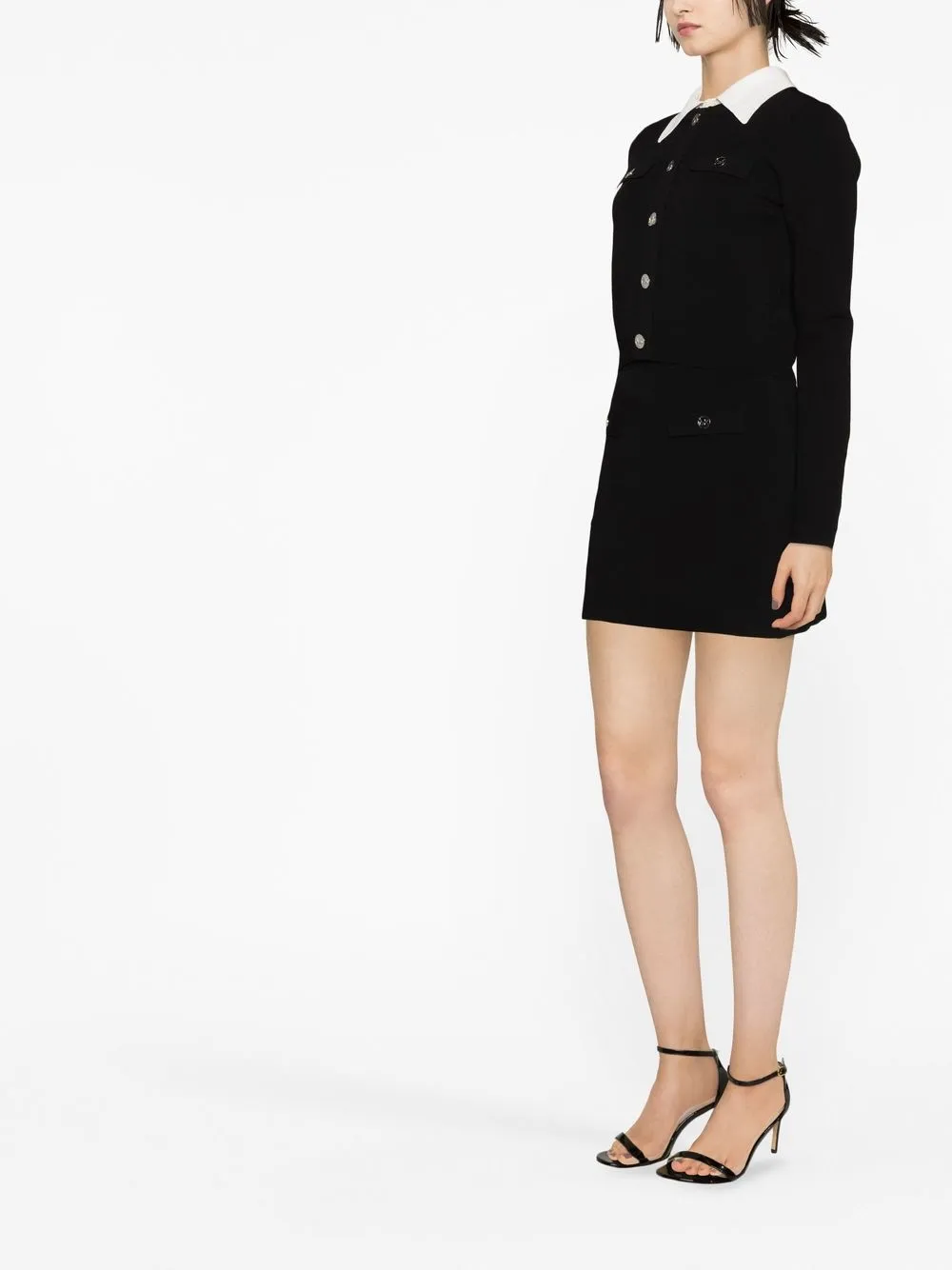 Michael Michael Kors Logo-embossed Buttoned Miniskirt In 黑色