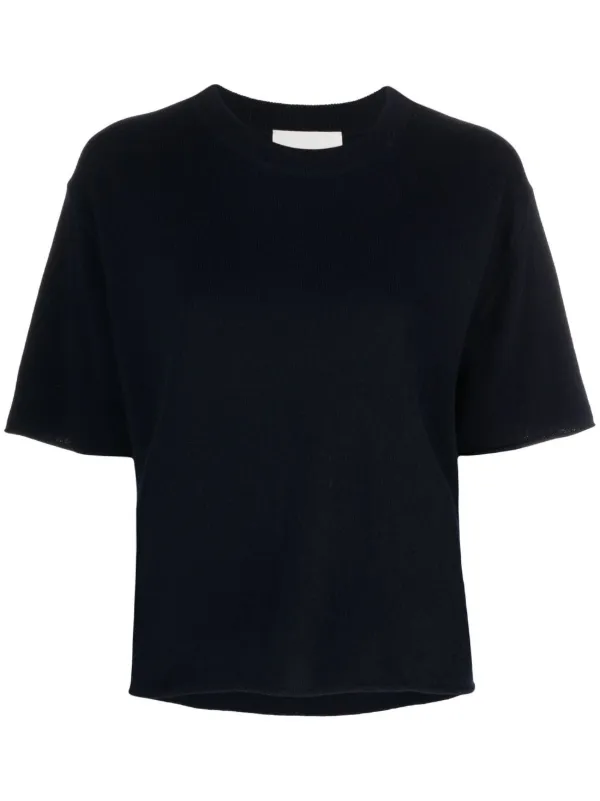 Lisa Yang Short-sleeved Knitted Top in Blue