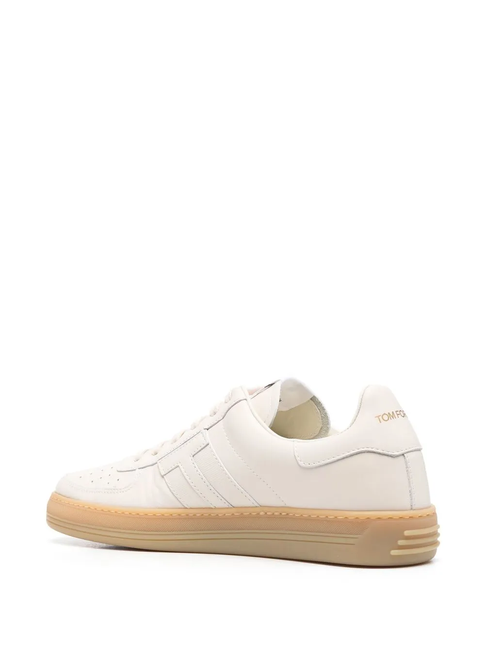 Shop Tom Ford Logo-patch Lace-up Sneakers In Neutrals