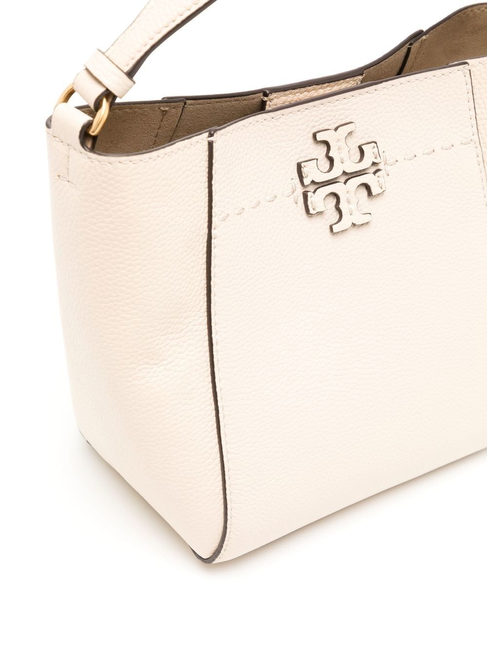 Shop Tory Burch Mcgraw Logo-patch Bag In Nude