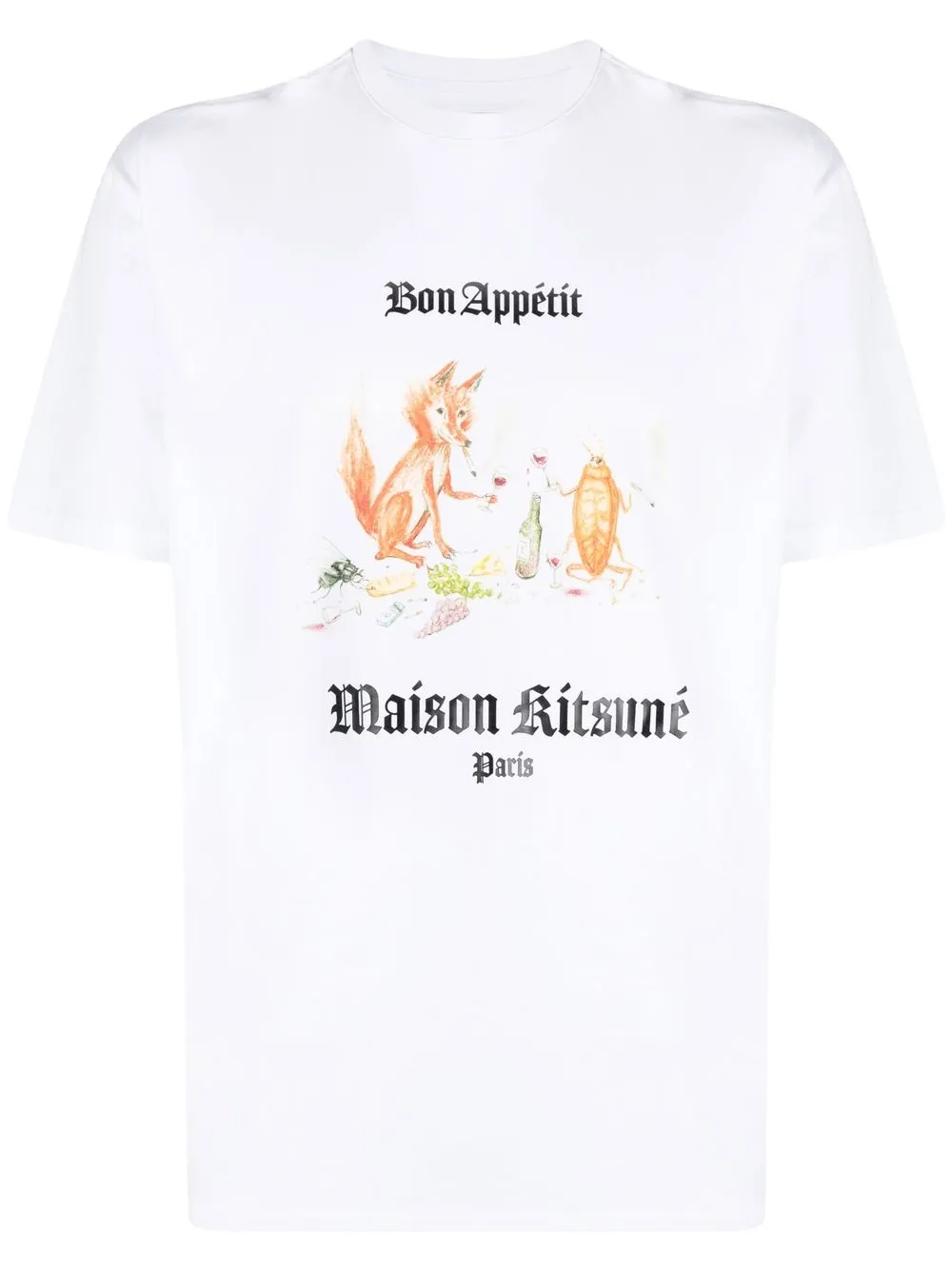 Maison Kitsuné Slogan-print T Shirt In White