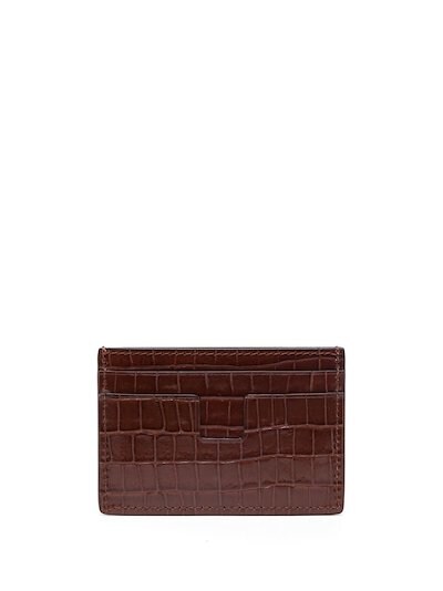 TOM FORD crocodile-embossed leather cardholder brown | MODES