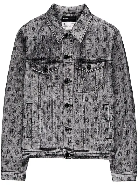 Purple Brand all-over logo-print denim jacket