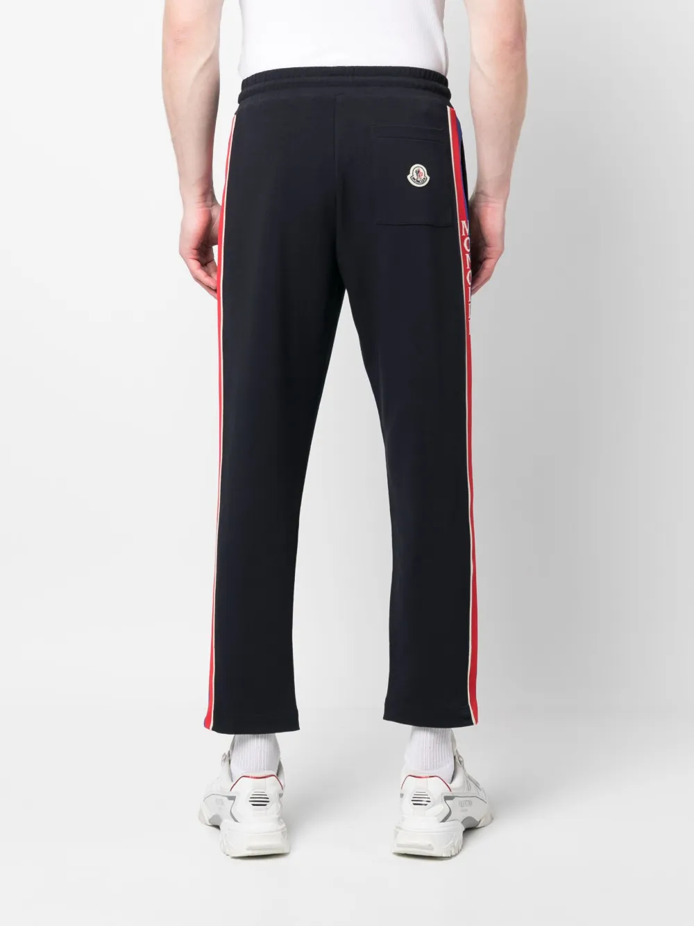 Shop Moncler Rear Logo-patch Track Pants In Blue