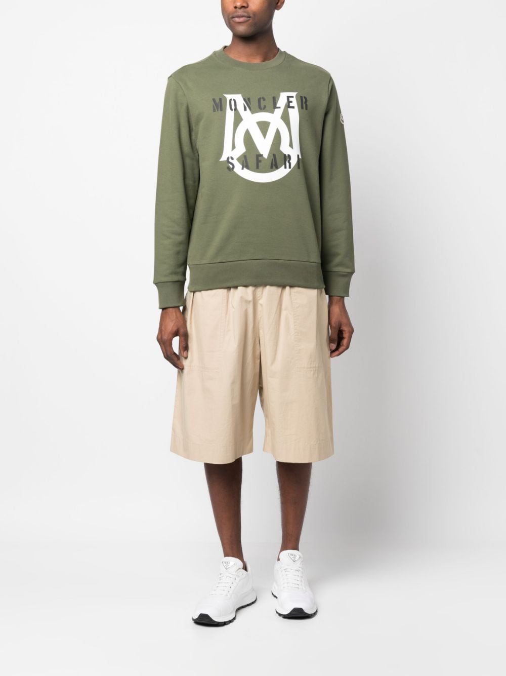 Moncler Sweater met logoprint - Groen