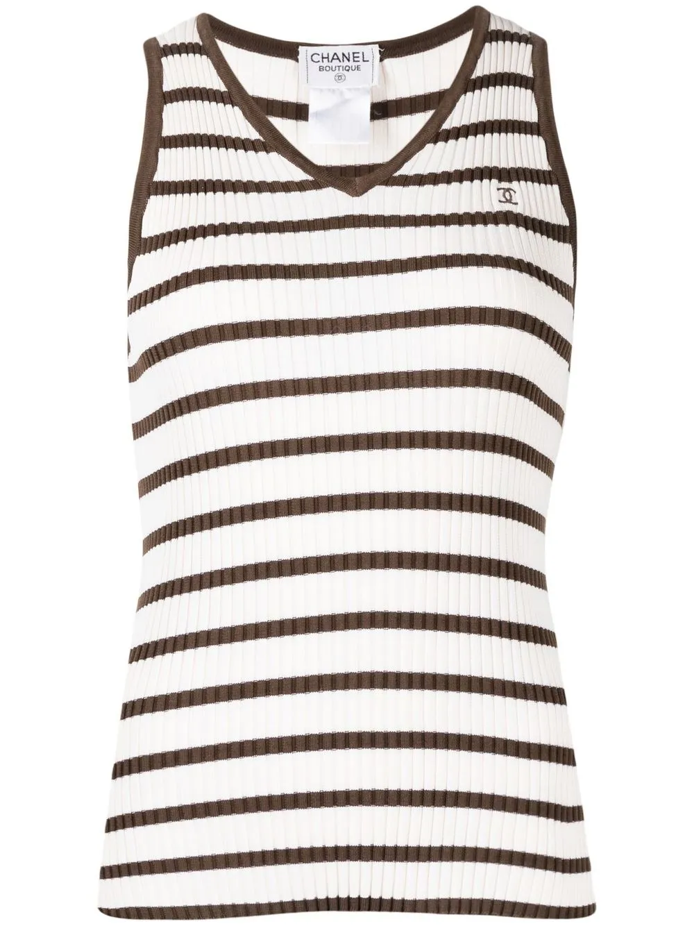 

CHANEL Pre-Owned 1990-2000s CC striped knitted top - Neutrals