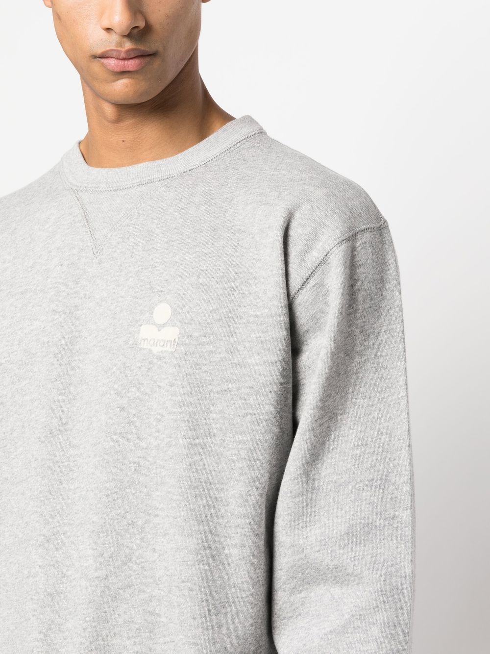 Shop Isabel Marant Logo-embroidered Crew-neck Sweatshirt In Grey