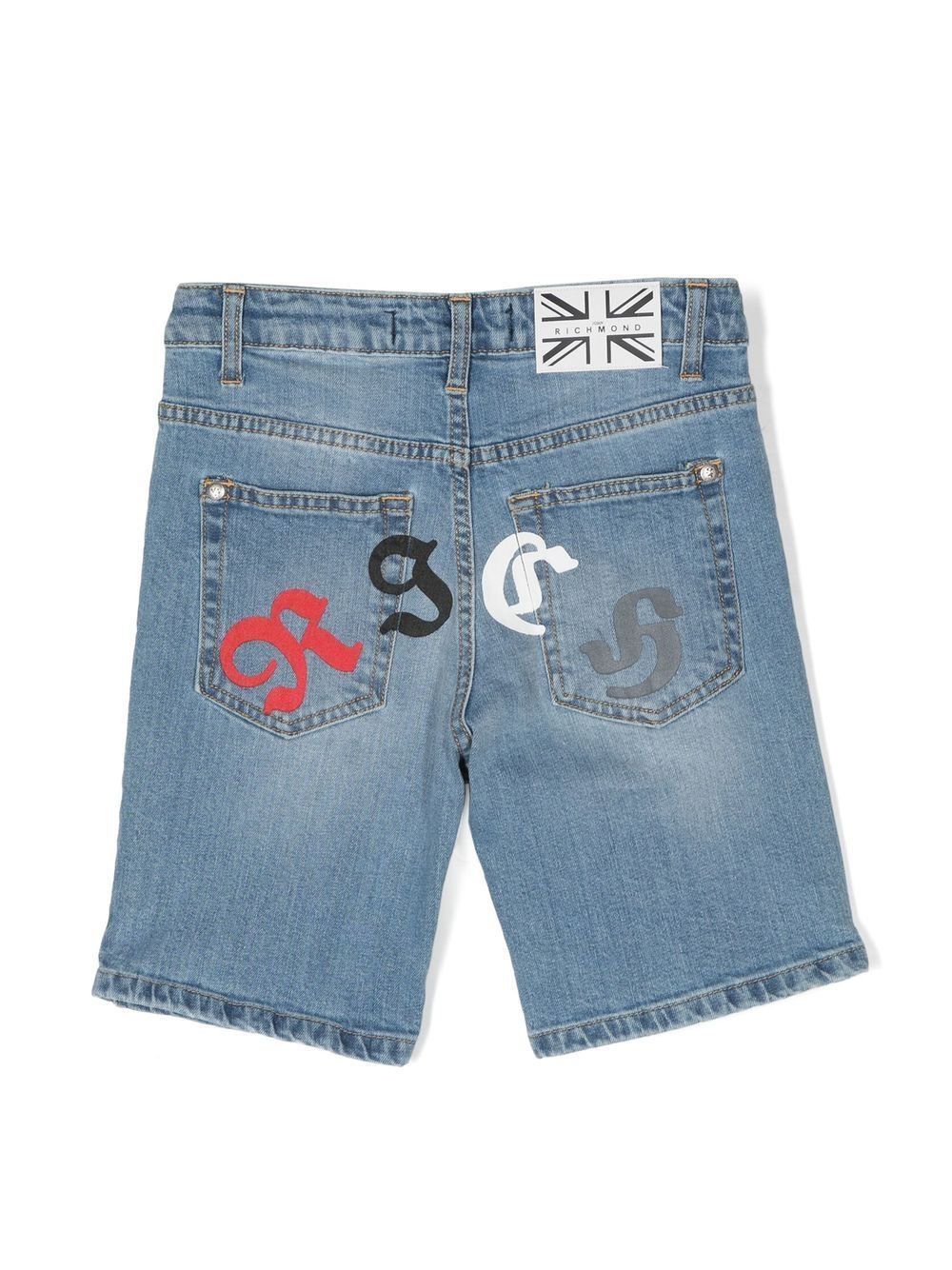 John Richmond Junior Spijkershorts met logoprint - Blauw