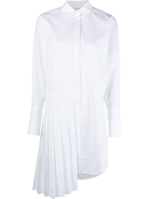 Off-White Diag plissé cotton shirt dress