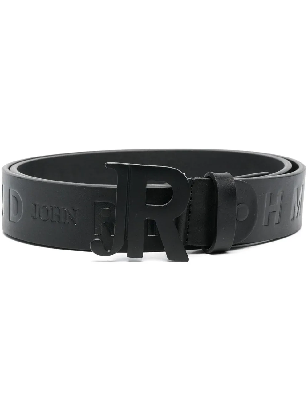 

John Richmond logo-buckle leather belt - Black