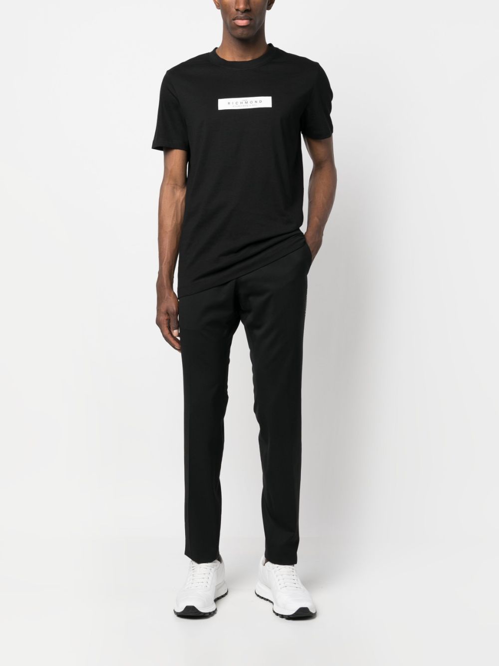 John Richmond T-shirt met logoprint - Zwart