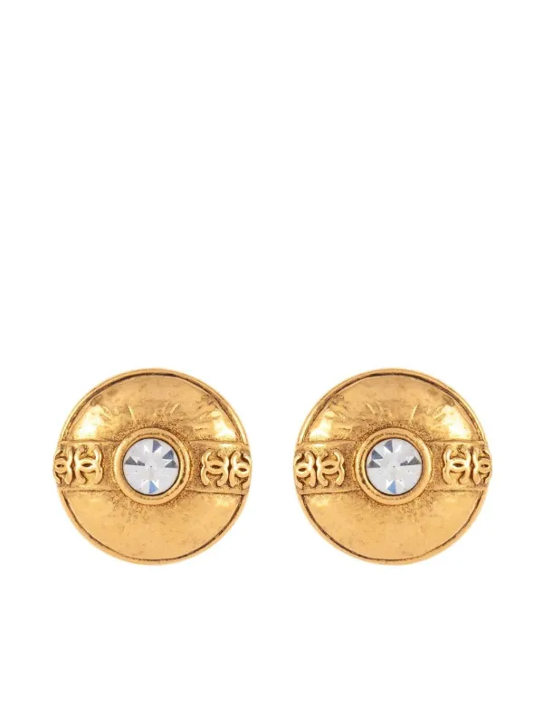 CHANEL Pre-Owned 1984 ココマーク クリスタル イヤリング | ゴールド 