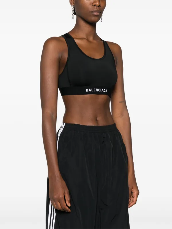 Balenciaga logo-underband Sports Bra | Black | FARFETCH