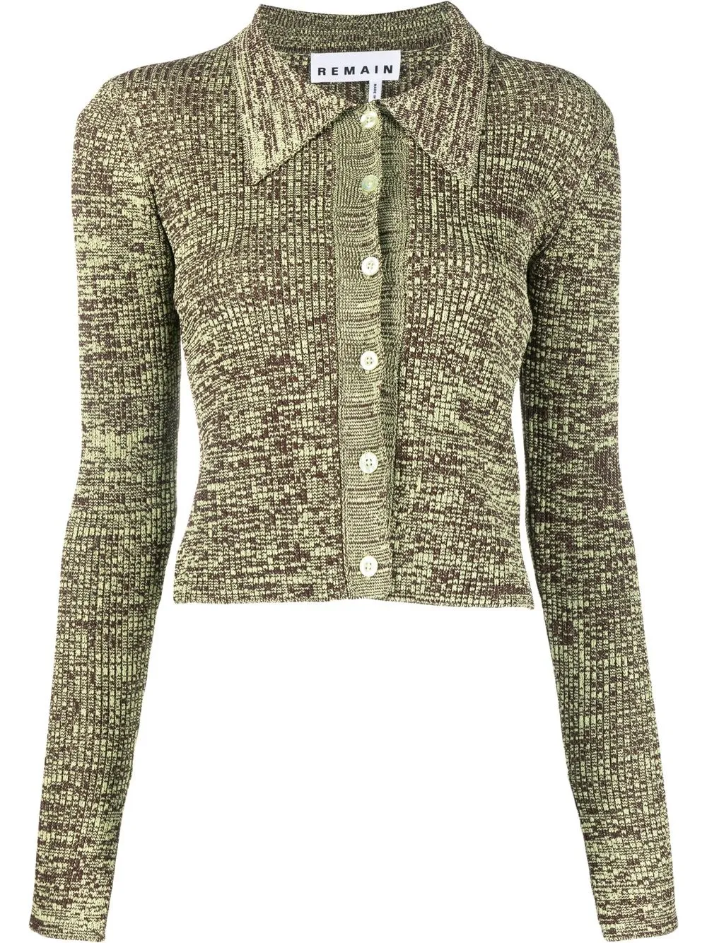 

REMAIN ribbed-knit buttoned-up top - Green