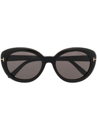 TOM FORD Eyewear logo-plaque round-frame Sunglasses - Farfetch